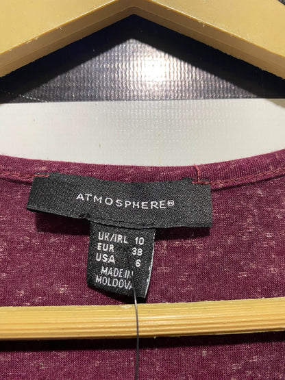 ATMOSPHERE |M| BUST 19| A3| MAROON HEATHER EMBELLISHED COLLAR SLEEVELESS BLOUSE TOP