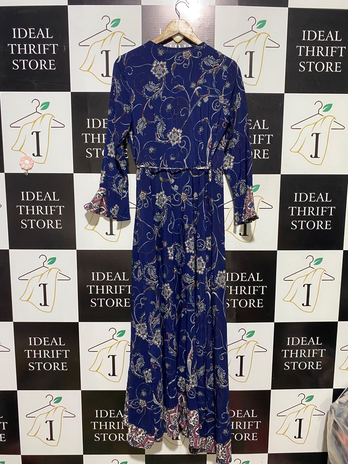 JEUVRE |M| BUST 17| A3| ROYAL BLUE BOHO PAISLEY PRINT WRAP MAXI DRESS