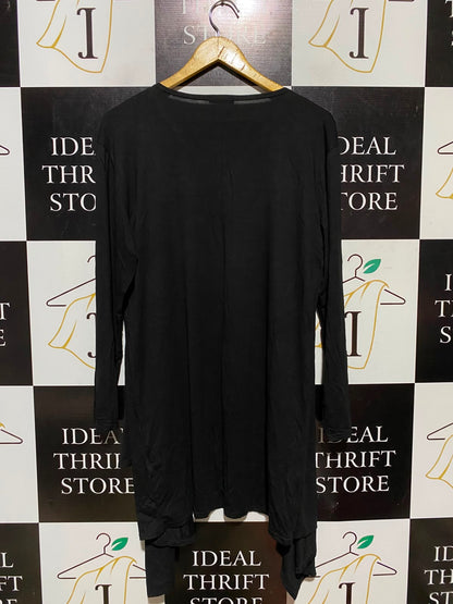 BLOSSOM LONDON |L| BUST 20| A3| BLACK OPEN-FRONT DRAPED WATERFALL CARDIGAN