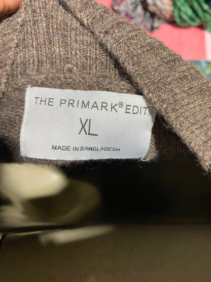 THE  PRIMARK |XL| BUST 21| A3| BROWN HEATHER MOCK NECK BELTED SWEATER MIDI DRESS
