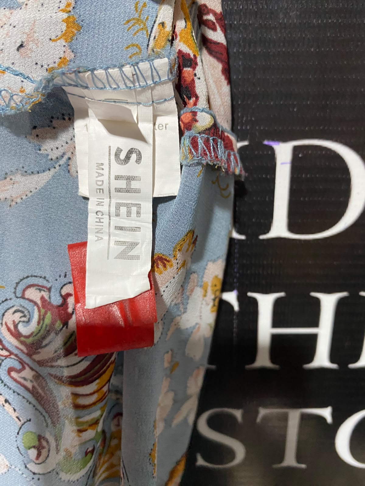 SHEIN |S| BUST 14| A3| DUSTY BLUE BOHEMIAN PAISLEY FLORAL SMOCKED WAIST MAXI DRESS