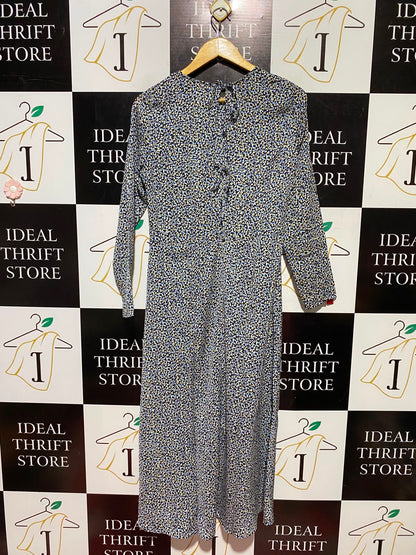 H&M |S| BUST 17| A3| MULTICOLOR MICRO DITSY CONFETTI PRINT LONG SLEEVE MAXI DRESS