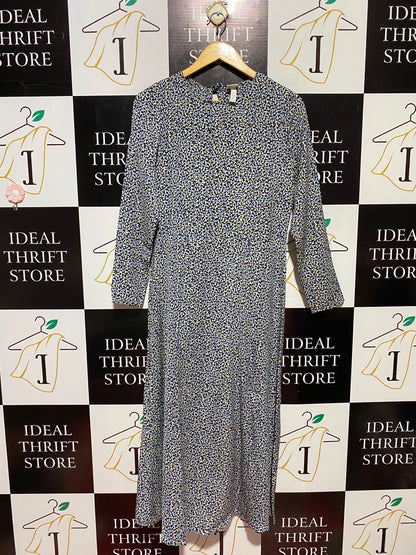 H&M |S| BUST 17| A3| MULTICOLOR MICRO DITSY CONFETTI PRINT LONG SLEEVE MAXI DRESS