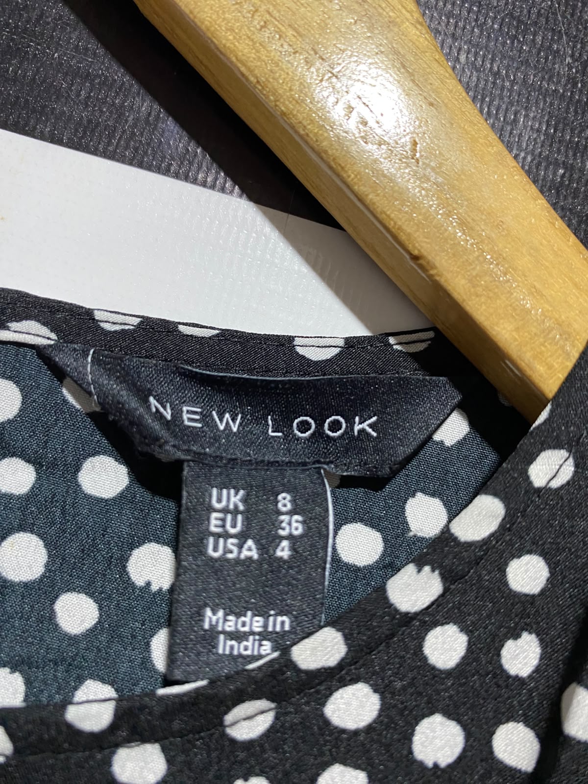 NEW LOOK |S| BUST 17| A3| BLACK AND WHITE POLKA DOT LONG SLEEVE MINI SKATER DRESS