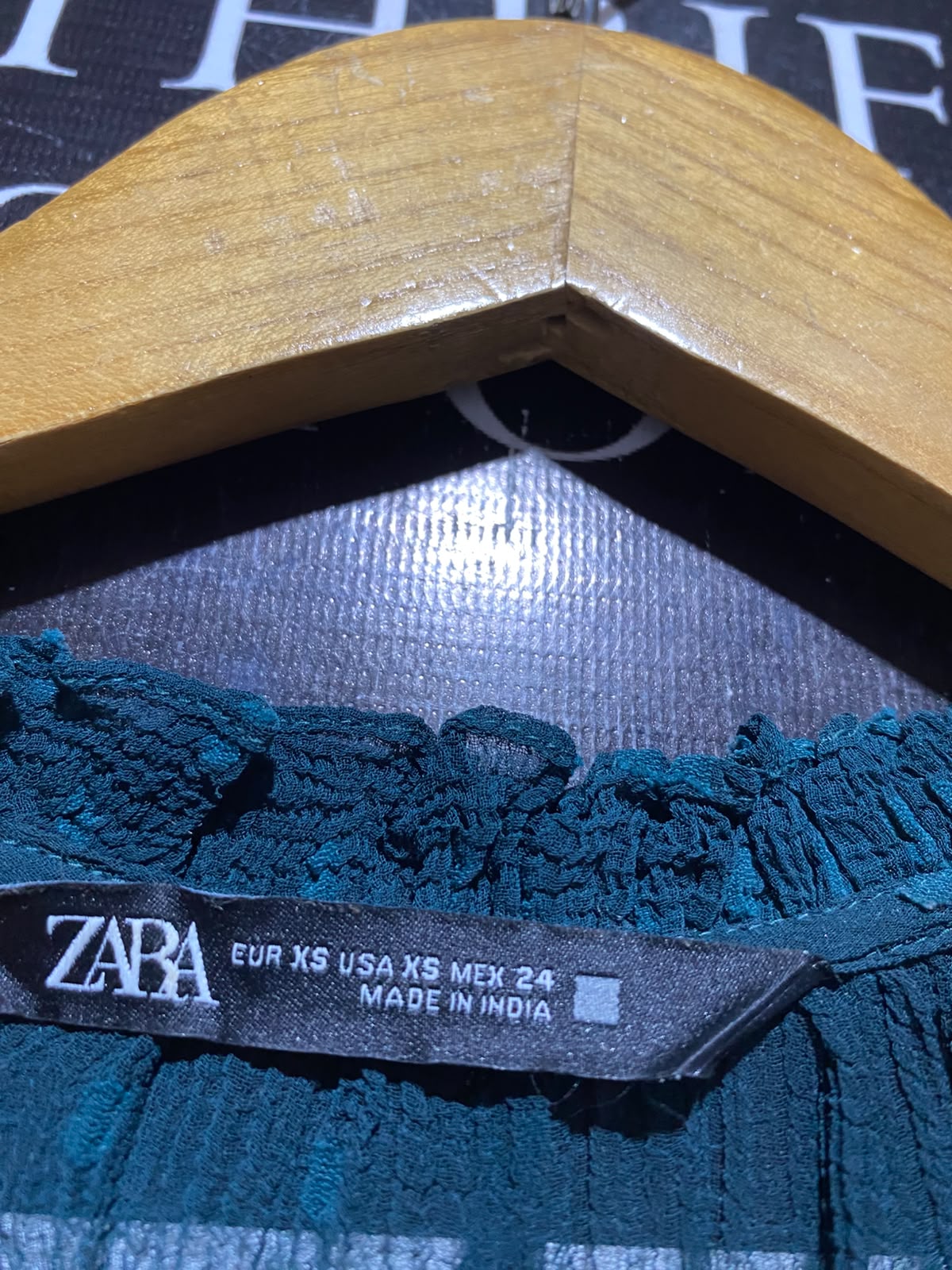 ZARA |XS| BUST 17| A3| DEEP TEAL GREEN SWISS DOT TASSEL TIE MINI DRESS