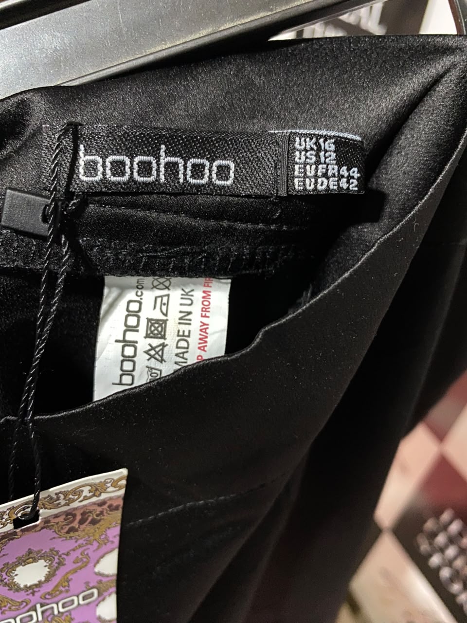 BOOHOO |XL| WAIST 34| A3| BLACK SATIN HIGH-WAISTED WIDE-LEG CULOTTE PANTS