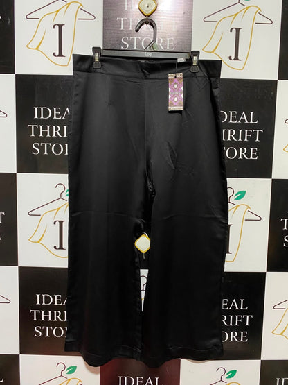 BOOHOO |XL| WAIST 34| A3| BLACK SATIN HIGH-WAISTED WIDE-LEG CULOTTE PANTS