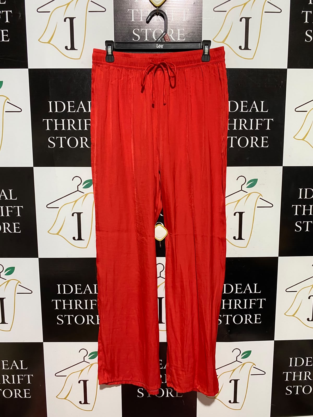 PRIMARK |M| WAIST 28| A3| VIBRANT CHERRY RED ELASTIC DRAWSTRING WAIST WIDE-LEG LOUNGE PANTS