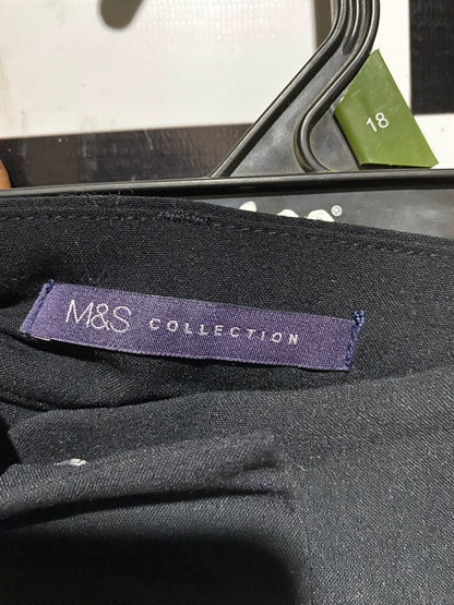 M&S |L| WAIST 32| A3| BLACK KNEE-LENGTH TWO-WAY STRETCH PENCIL SKIRT