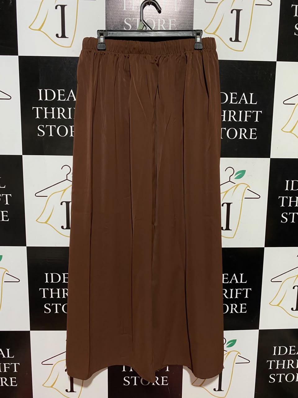 |L| WAIST 30| A3| CHOCOLATE BROWN ELASTIC DRAWSTRING WAIST WIDE-LEG LOUNGE PANTS