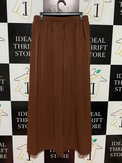 |L| WAIST 30| A3| CHOCOLATE BROWN ELASTIC DRAWSTRING WAIST WIDE-LEG LOUNGE PANTS