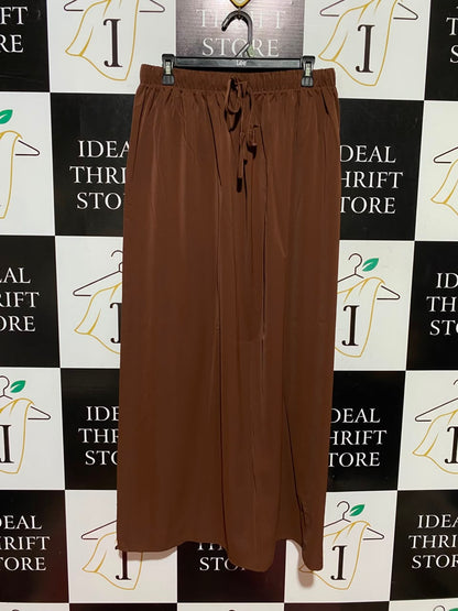 |L| WAIST 30| A3| CHOCOLATE BROWN ELASTIC DRAWSTRING WAIST WIDE-LEG LOUNGE PANTS