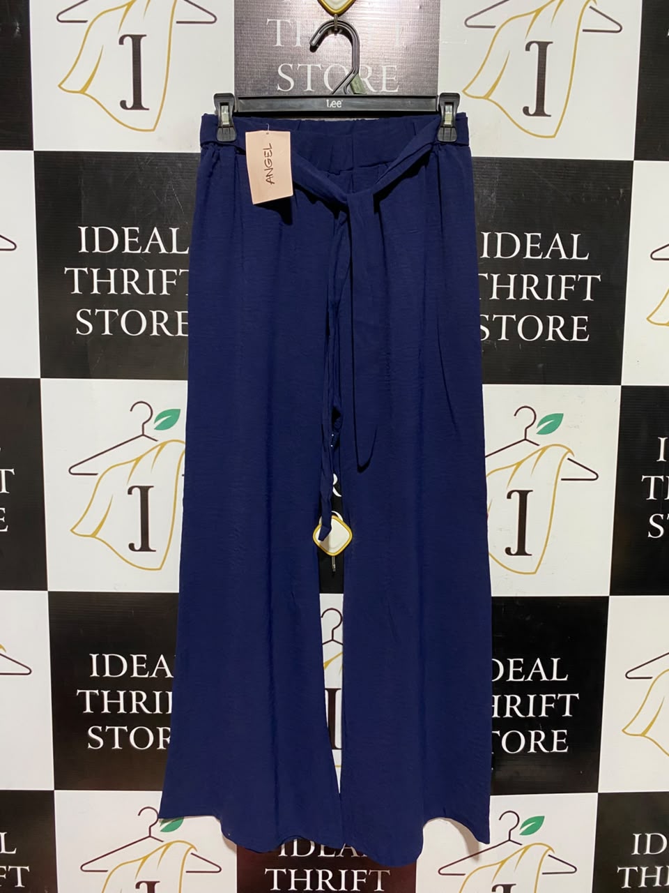 ANGEL |S| WAIST 26| A3| NAVY BLUE ELASTIC TIE-WAIST WIDE-LEG LOUNGE PANTS