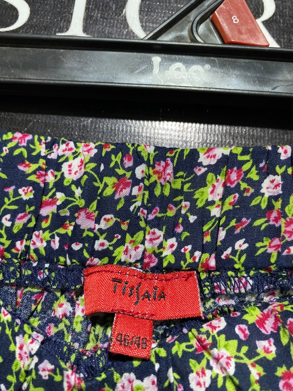 TISAIA |XL| WAIST 34| A3| NAVY MULTICOLOR DITSY FLORAL ELASTIC TIE-WAIST TAPERED PANTS
