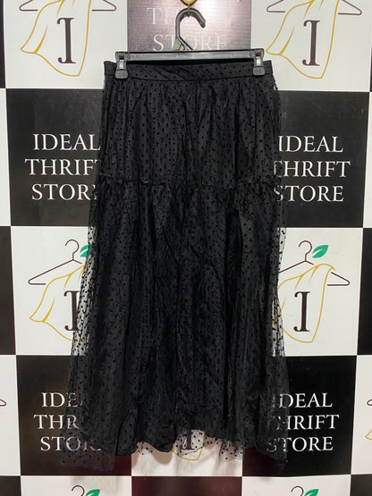 H&M |M| WAIST 27| A3| BLACK SWISS DOT TIERED TULLE MAXI SKIRT