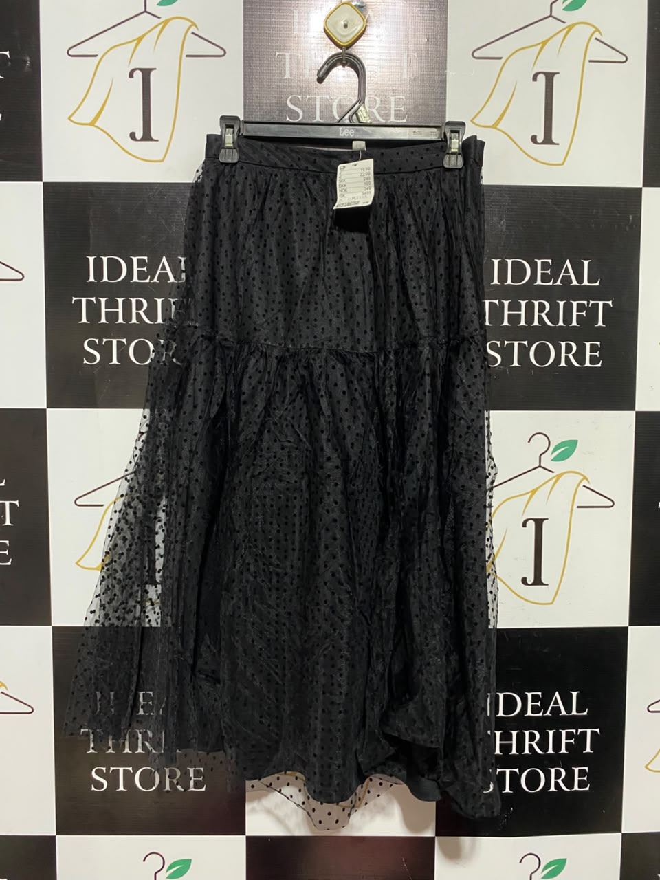 H&M |M| WAIST 27| A3| BLACK SWISS DOT TIERED TULLE MAXI SKIRT