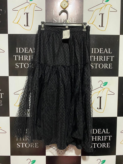 H&M |M| WAIST 27| A3| BLACK SWISS DOT TIERED TULLE MAXI SKIRT