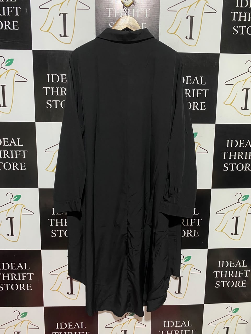 SHEIN CURVE |XXL| BUST 26| A3| BLACK ASYMMETRICAL VERTICAL STRIPE LONG SLEEVE MAXI SHIRT DRESS