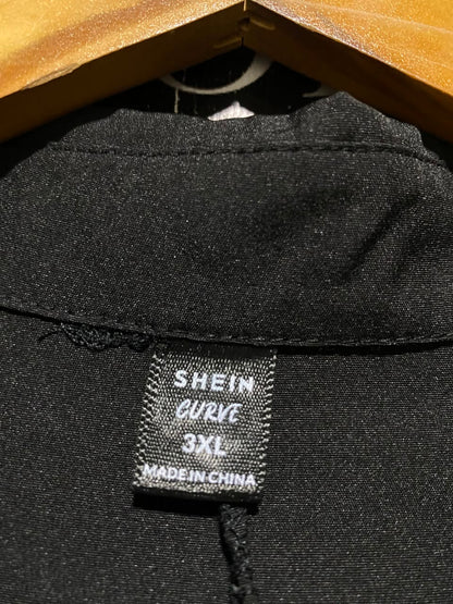 SHEIN CURVE |XXL| BUST 26| A3| BLACK ASYMMETRICAL VERTICAL STRIPE LONG SLEEVE MAXI SHIRT DRESS