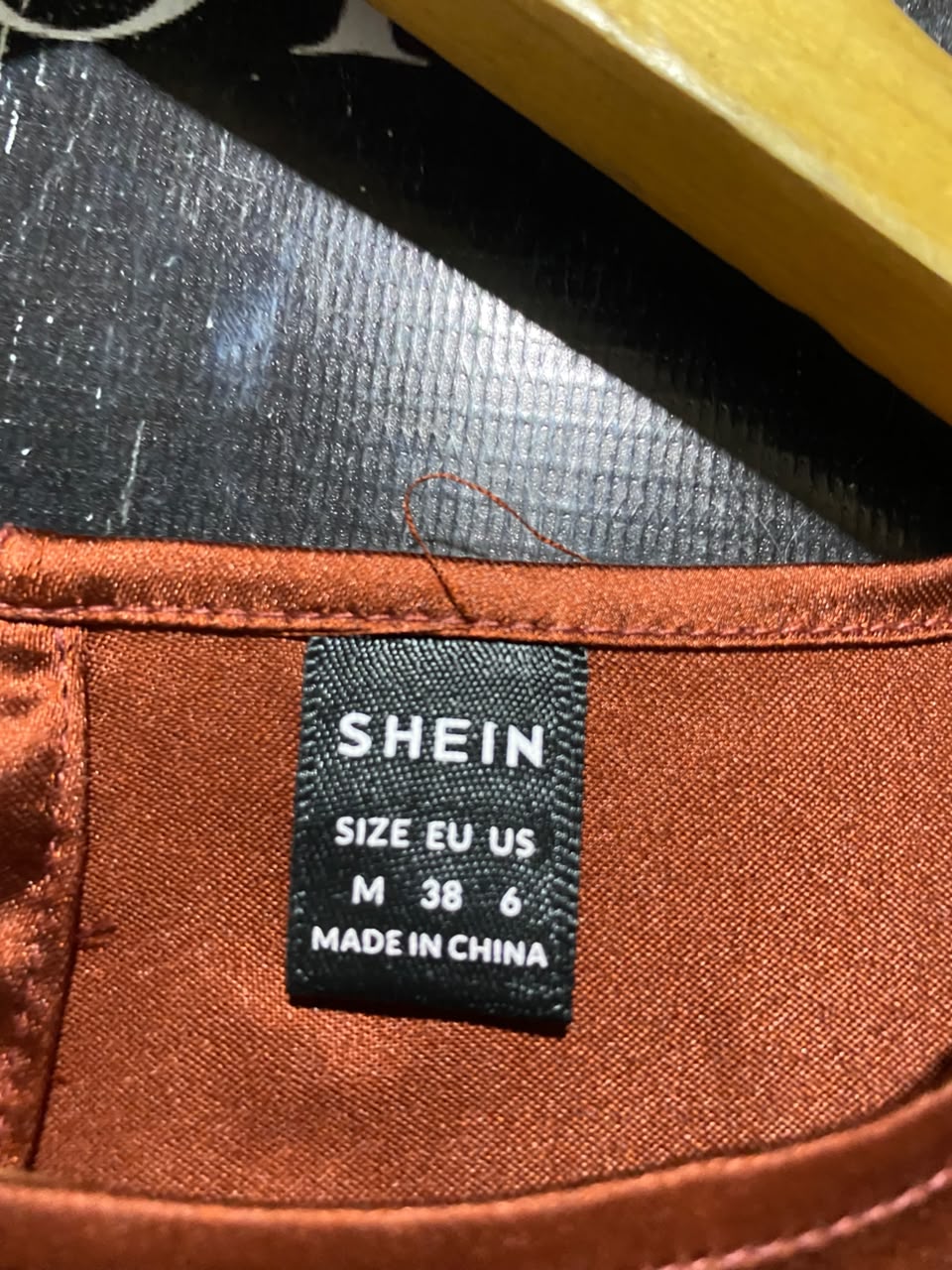 SHEIN |M| BUST FREE| A3| RUST COPPER SATIN LONG BALLOON SLEEVE MAXI DRESS