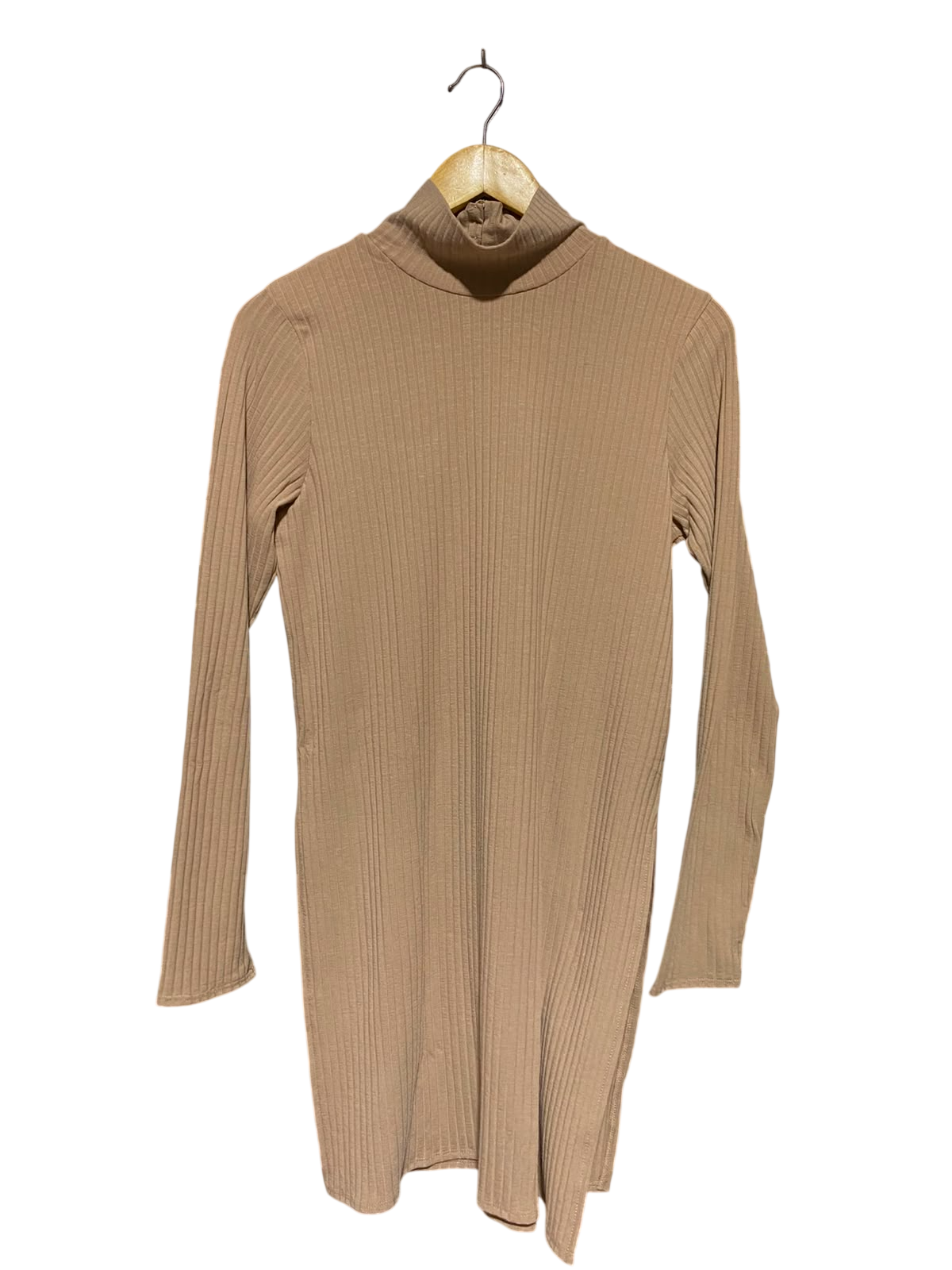 DOROTHY PERKINS |M| BUST 17| A4| ESSENTIAL BEIGE RIBBED TURTLENECK MIDI DRESS
