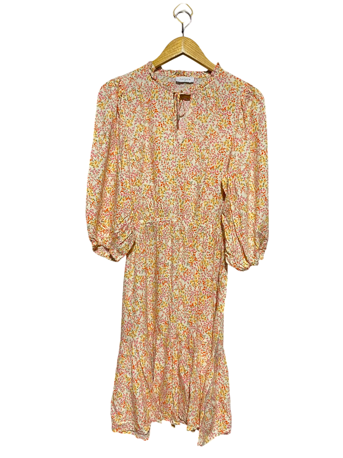 PAPAYA |S| BUST 17| A4| CHIC CREAM AND MULTICOLOR FLORAL PRINT MIDI DRESS