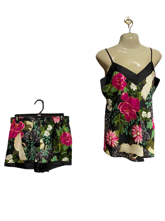 TIME TO DREAM |M| A4| VIBRANT FLORAL AND CRANE PRINT PAJAMA SET