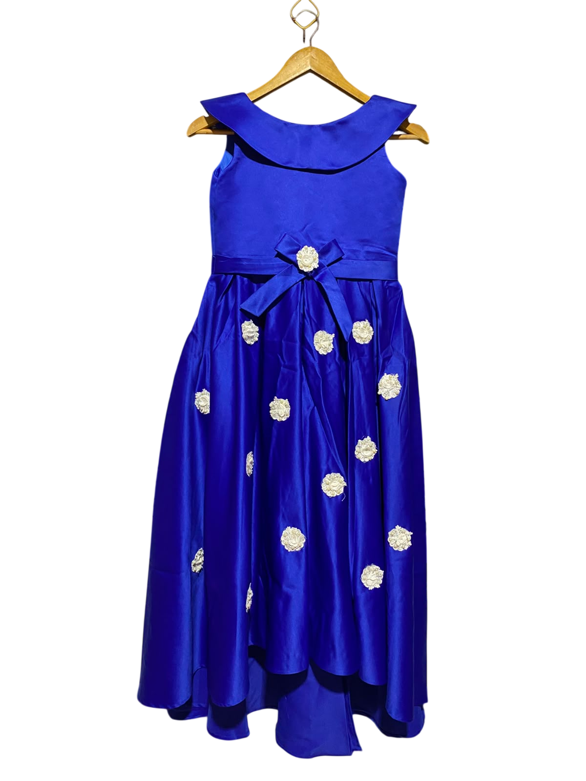 |S| BUST 15| A4| ROYAL BLUE PRINCESS OCCASION DRESS  ELEGANT GIRLS' PARTY DRESS WITH FLORAL EMBELLISHMENTS