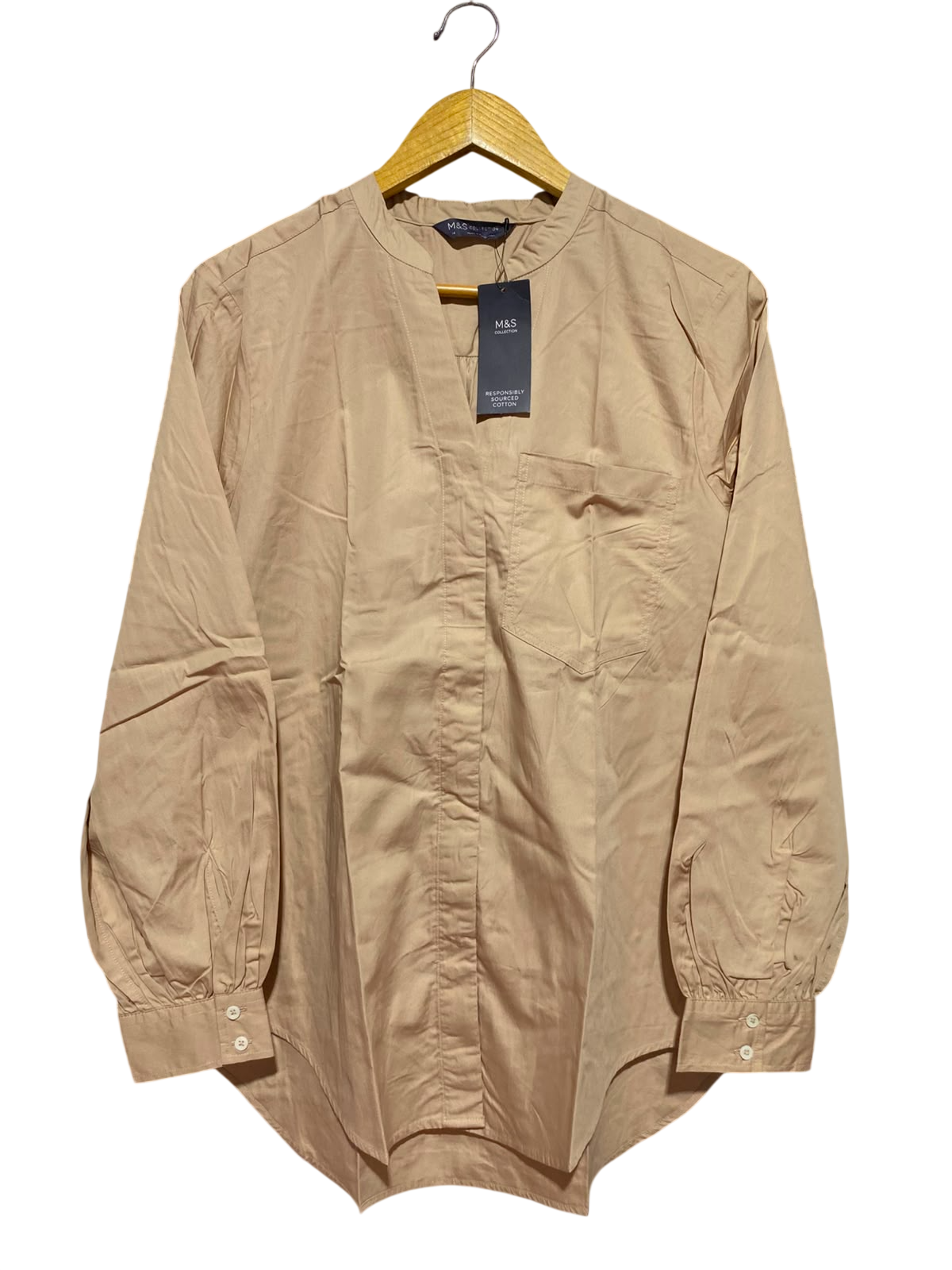 M&S |L| BUST 22| A4| CHIC MANDARIN COLLAR LONG-SLEEVE SHIRT