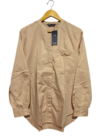 M&S |L| BUST 22| A4| CHIC MANDARIN COLLAR LONG-SLEEVE SHIRT