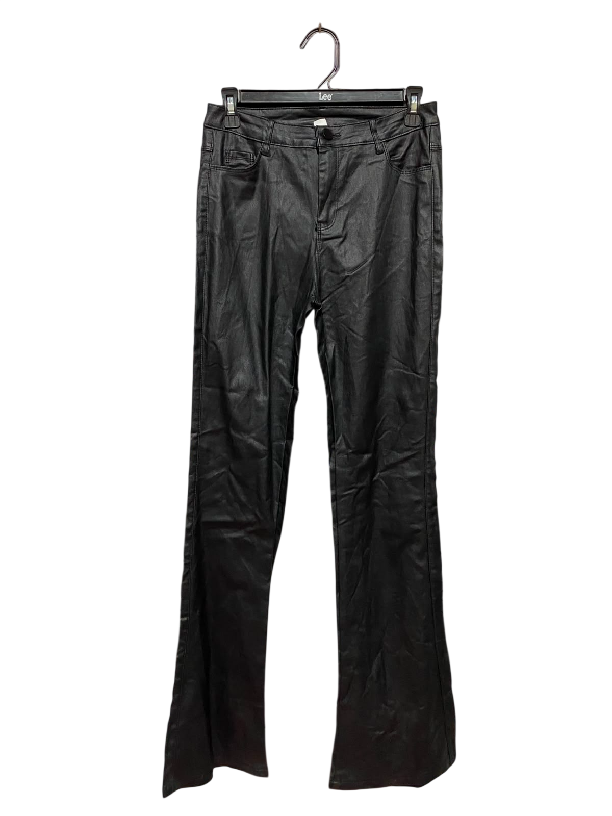 |M| WAIST 27| A4| BLACK FAUX LEATHER FLARE TROUSERS