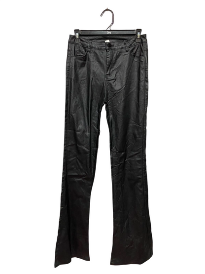 |M| WAIST 27| A4| BLACK FAUX LEATHER FLARE TROUSERS