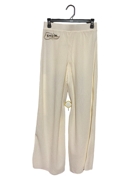 SHEIN |M| WAIST 27| A4| CHIC OFF-WHITE WAFFLE-KNIT PALAZZO PANTS