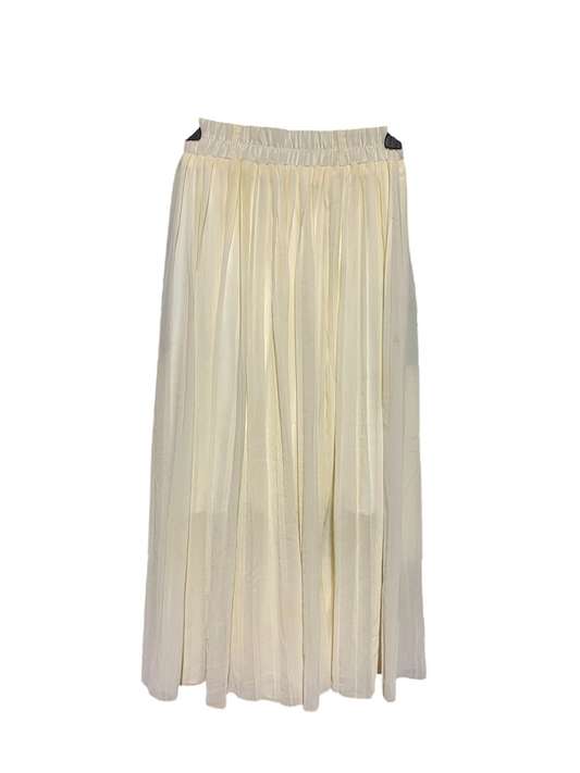 ALYAM |XS| WAIST 22| A4| ELEGANT OFF-WHITE FLOWY PLEATED SKIRT