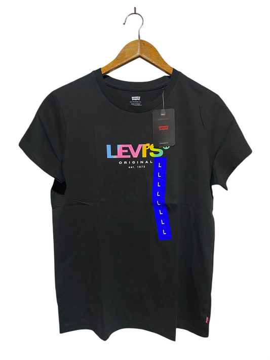 LEVIS |L| BUST 19| A4| CLASSIC BLACK LEVI'S TEE WITH MULTICOLOR LOGO