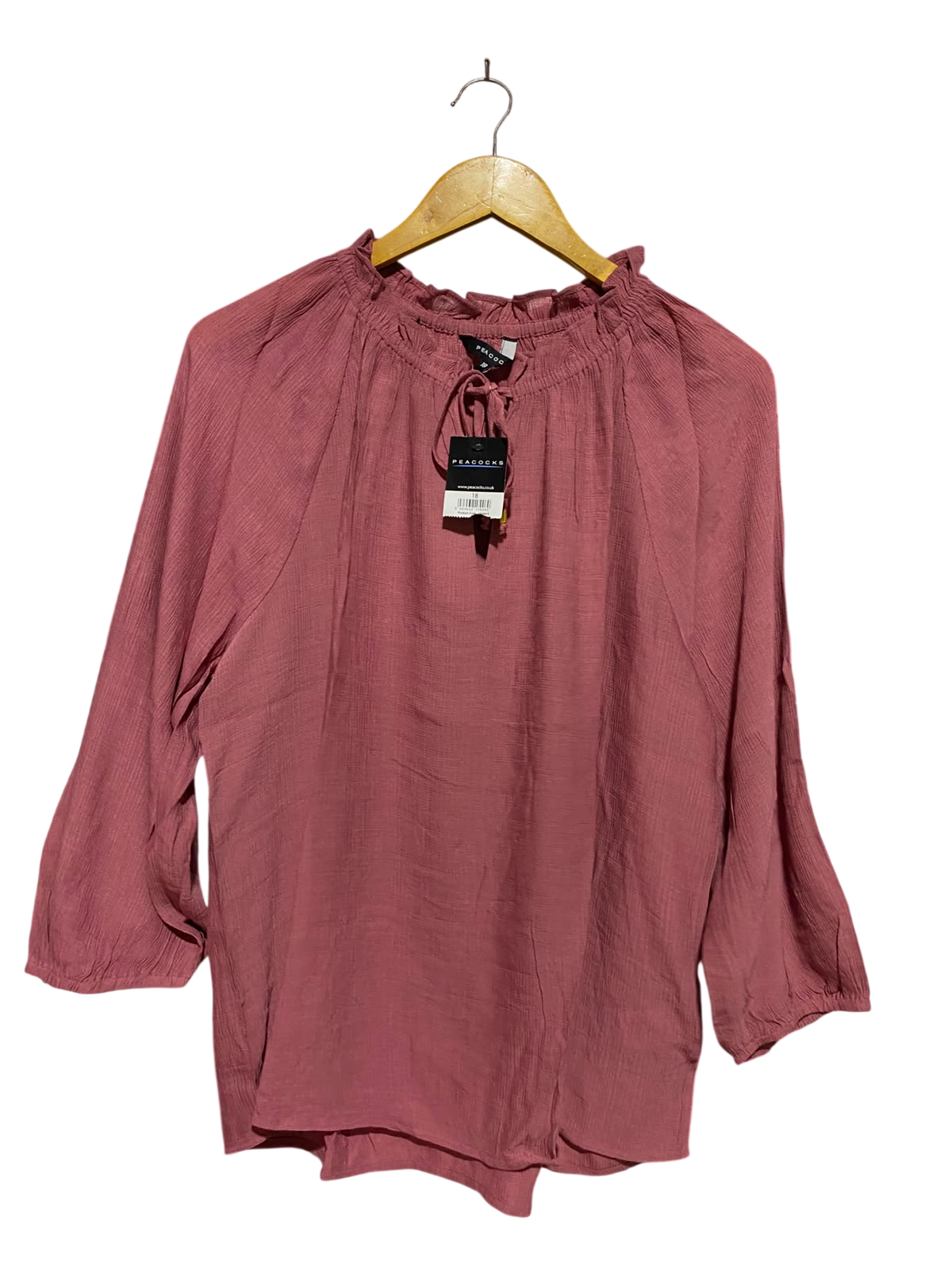 PEACOCKS |XL| BUST 24| A4| CASUAL MAUVE RUFFLE-NECK TIE-FRONT TOP