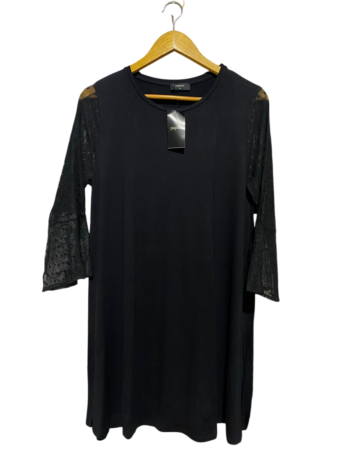 PAPAYA |M| BUST 18| A5| CLASSIC BLACK DRESS WITH LACE SLEEVE DETAIL