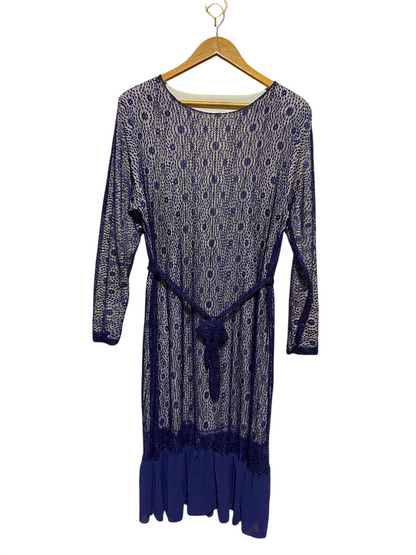 FARACCO |L| BUST 19| A5| NAVY BLUE ELEGANT LACE OVERLAY MIDI DRESS