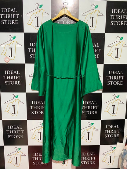 |XL| BUST 23| A5| EMERALD GREEN SILK-FEEL ELEGANT MAXI DRESS