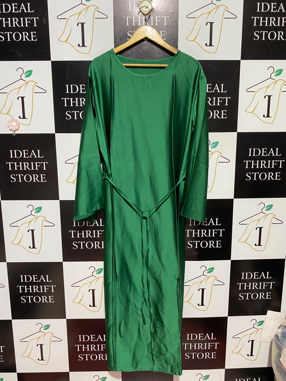 |XL| BUST 23| A5| EMERALD GREEN SILK-FEEL ELEGANT MAXI DRESS