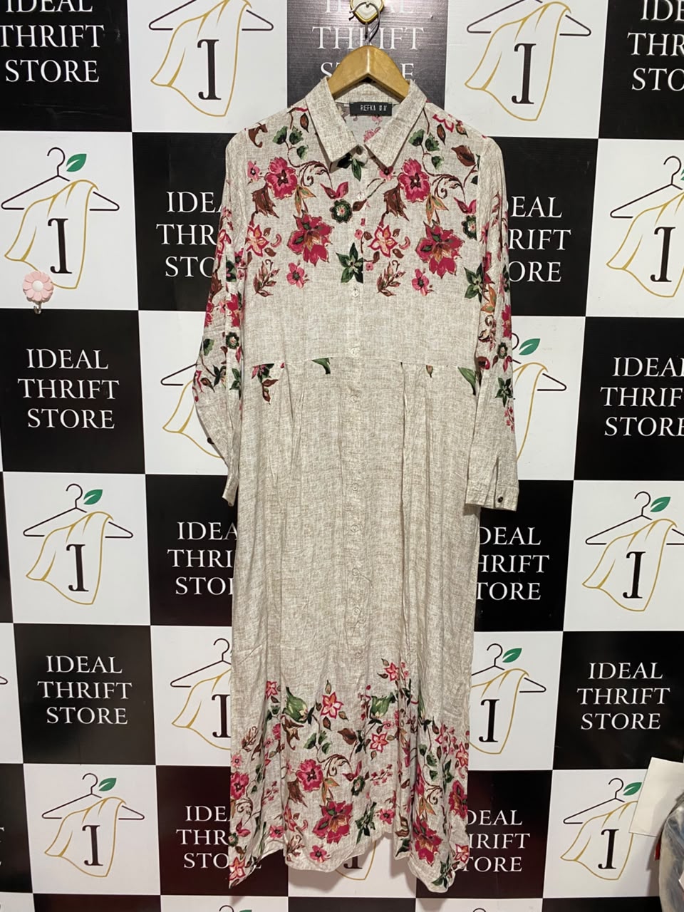 REFKA |L| BUST 20| A5| FLORAL PRINT BUTTON-DOWN SHIRT DRESS
