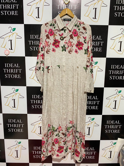 REFKA |L| BUST 20| A5| FLORAL PRINT BUTTON-DOWN SHIRT DRESS
