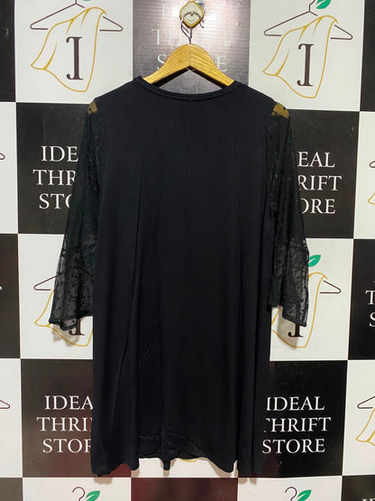 PAPAYA |M| BUST 18| A5| CLASSIC BLACK DRESS WITH LACE SLEEVE DETAIL