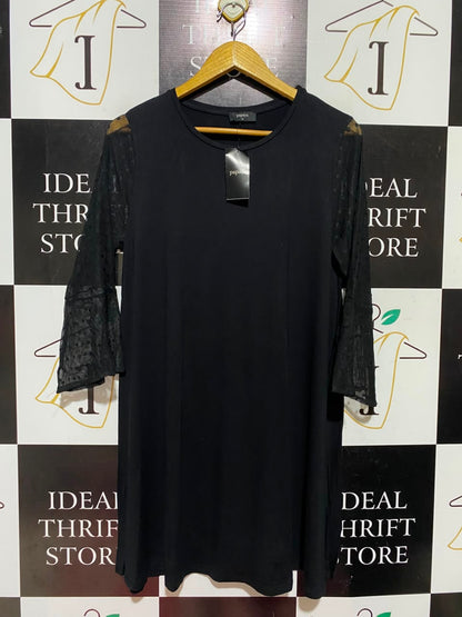 PAPAYA |M| BUST 18| A5| CLASSIC BLACK DRESS WITH LACE SLEEVE DETAIL