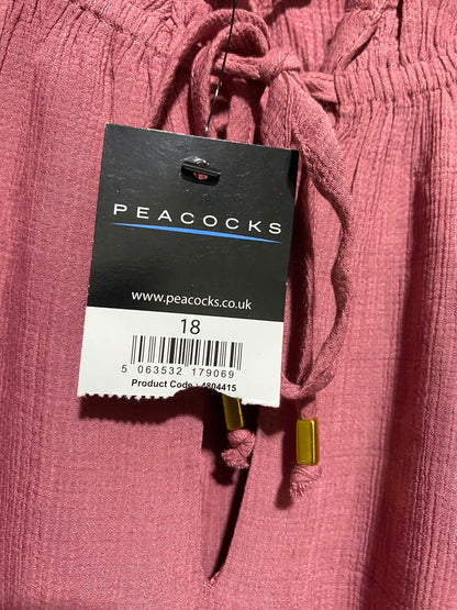 PEACOCKS |XL| BUST 24| A4| CASUAL MAUVE RUFFLE-NECK TIE-FRONT TOP