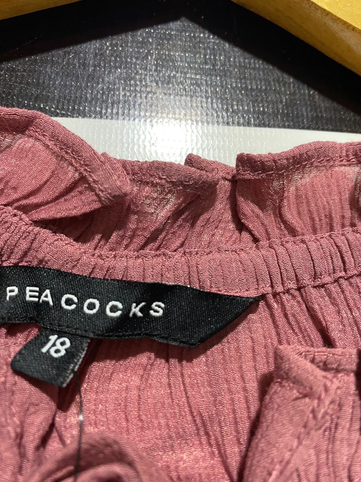 PEACOCKS |XL| BUST 24| A4| CASUAL MAUVE RUFFLE-NECK TIE-FRONT TOP