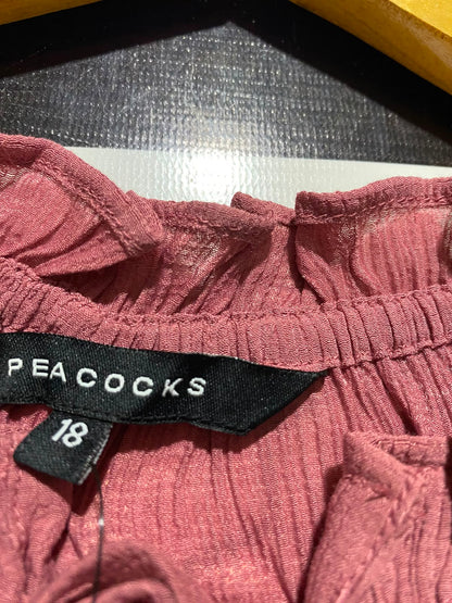 PEACOCKS |XL| BUST 24| A4| CASUAL MAUVE RUFFLE-NECK TIE-FRONT TOP