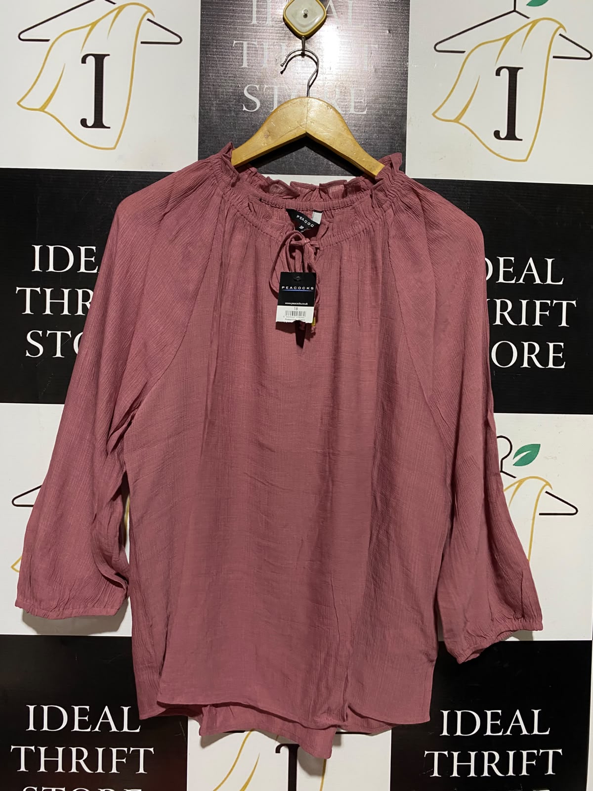 PEACOCKS |XL| BUST 24| A4| CASUAL MAUVE RUFFLE-NECK TIE-FRONT TOP