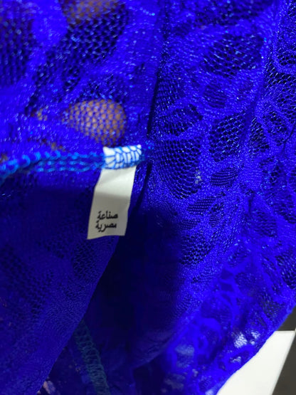 |S| BUST 15| A4| VIBRANT ROYAL BLUE LACE LONG-SLEEVE TOP
