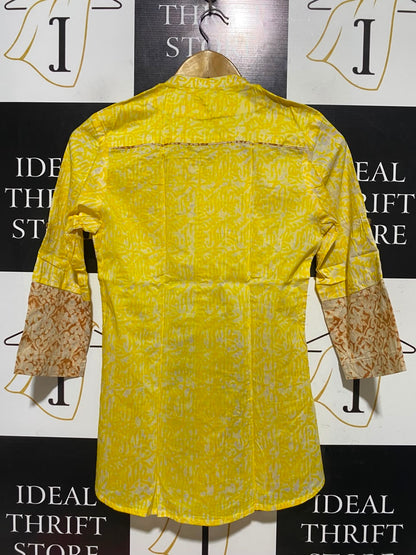 TATAGA |S| BUST 17| A4| VIBRANT YELLOW PRINTED KURTI TOP